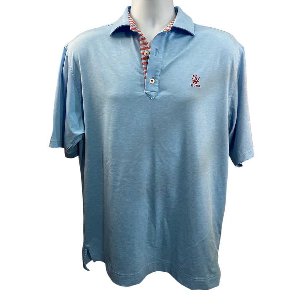 FootJoy Golf Shirt Polo Blue size Medium Spandex blend club crest stripe color